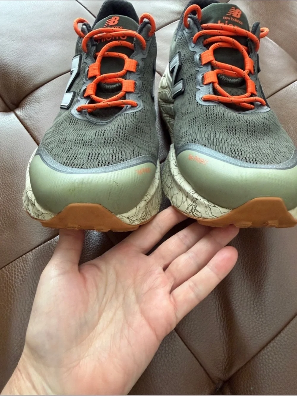 New Balance Fresh Foam X Hierro Trail Running Shoes Gray Orange Vibram 12 EUC